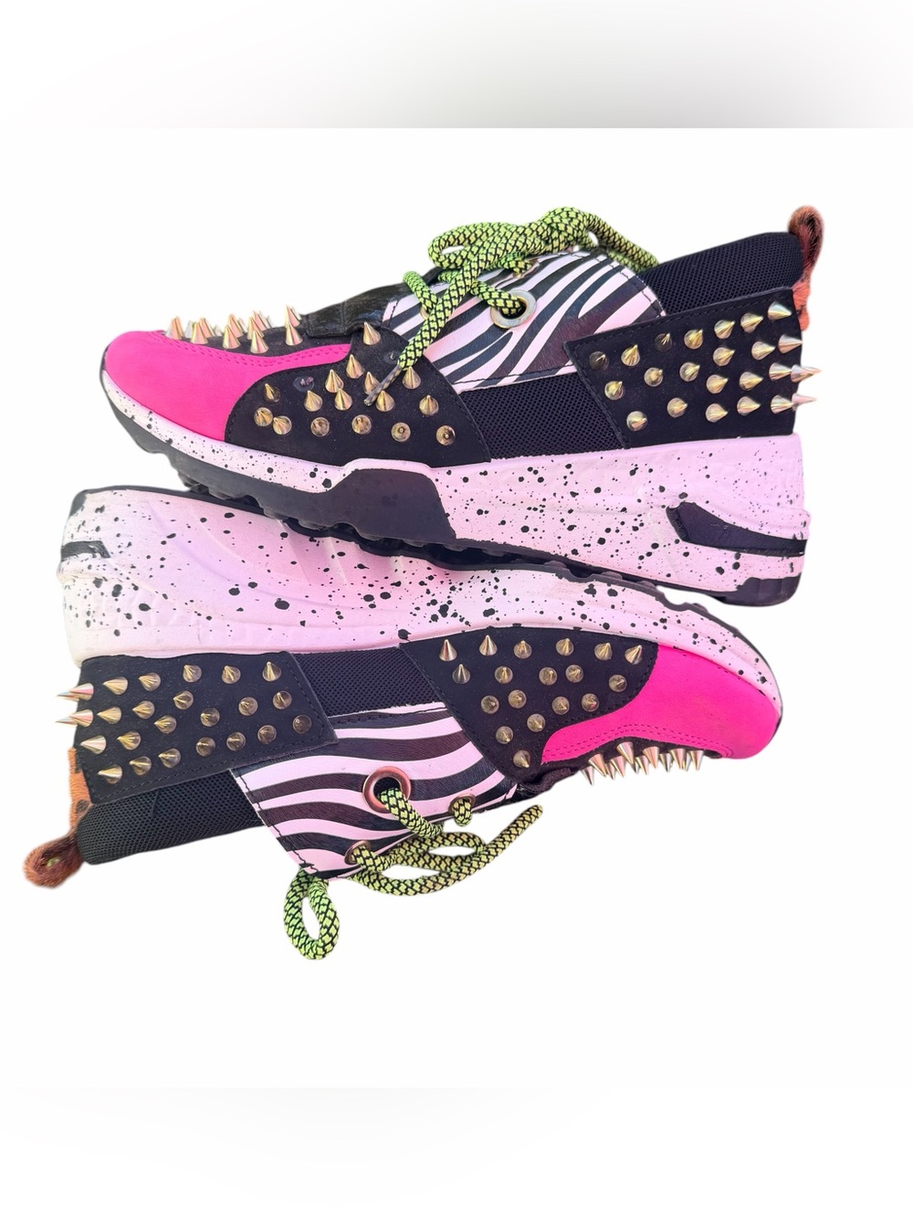 Cape Robbin Pink and Black Spike-Embellished Fashion Sneakers Size 7 - Picture 2 of 5